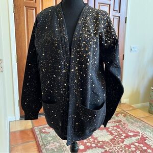 Palm Dreams Black Cardigan with Gold Accents